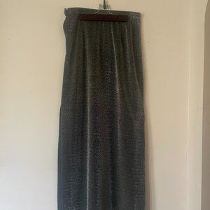 Vintage 90s Silver Metallic Maxi Skirt size Small